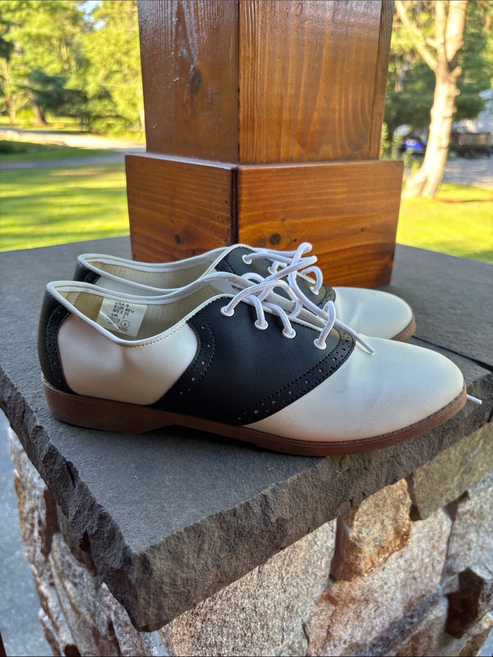 Predictions Two-Tone Black and White Saddle Loafers